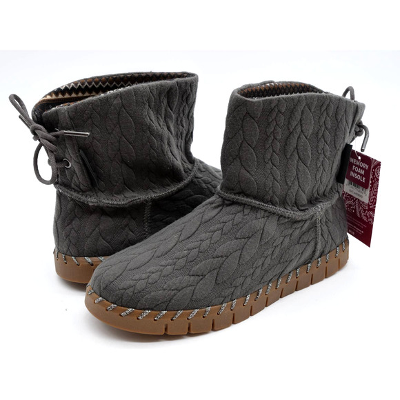 Muk Luks Ankle Boots Womens 9 Cable Knit Grey Hoboken Pull On Memory Foam Bootie - Picture 1 of 12
